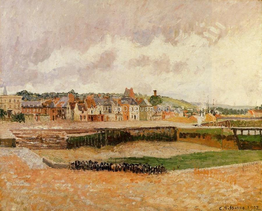 Afternoon, the Dunquesne Basin, Dieppe, Low Tide - 卡米耶·毕沙罗